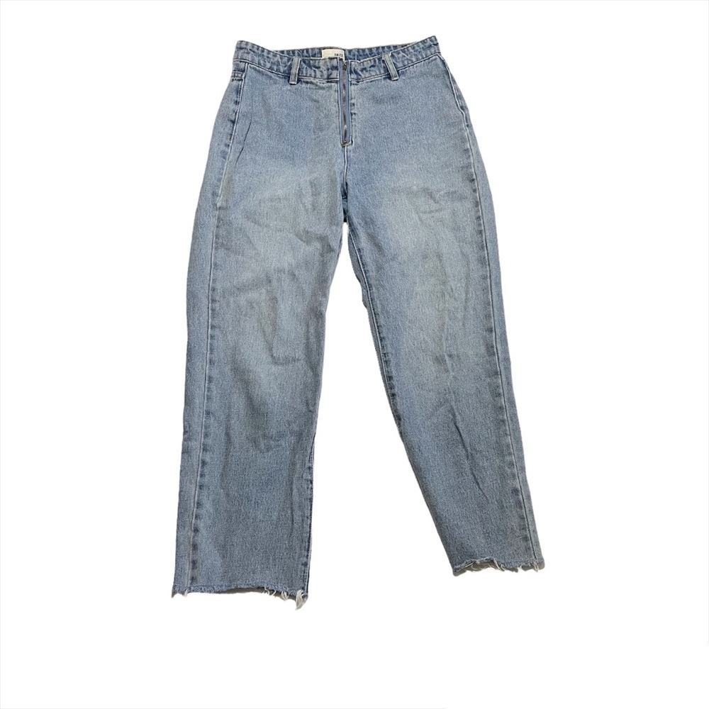 Amuse Society Vintage Retro Style High Waist Mom Jeans Distressed Raw Hem 27